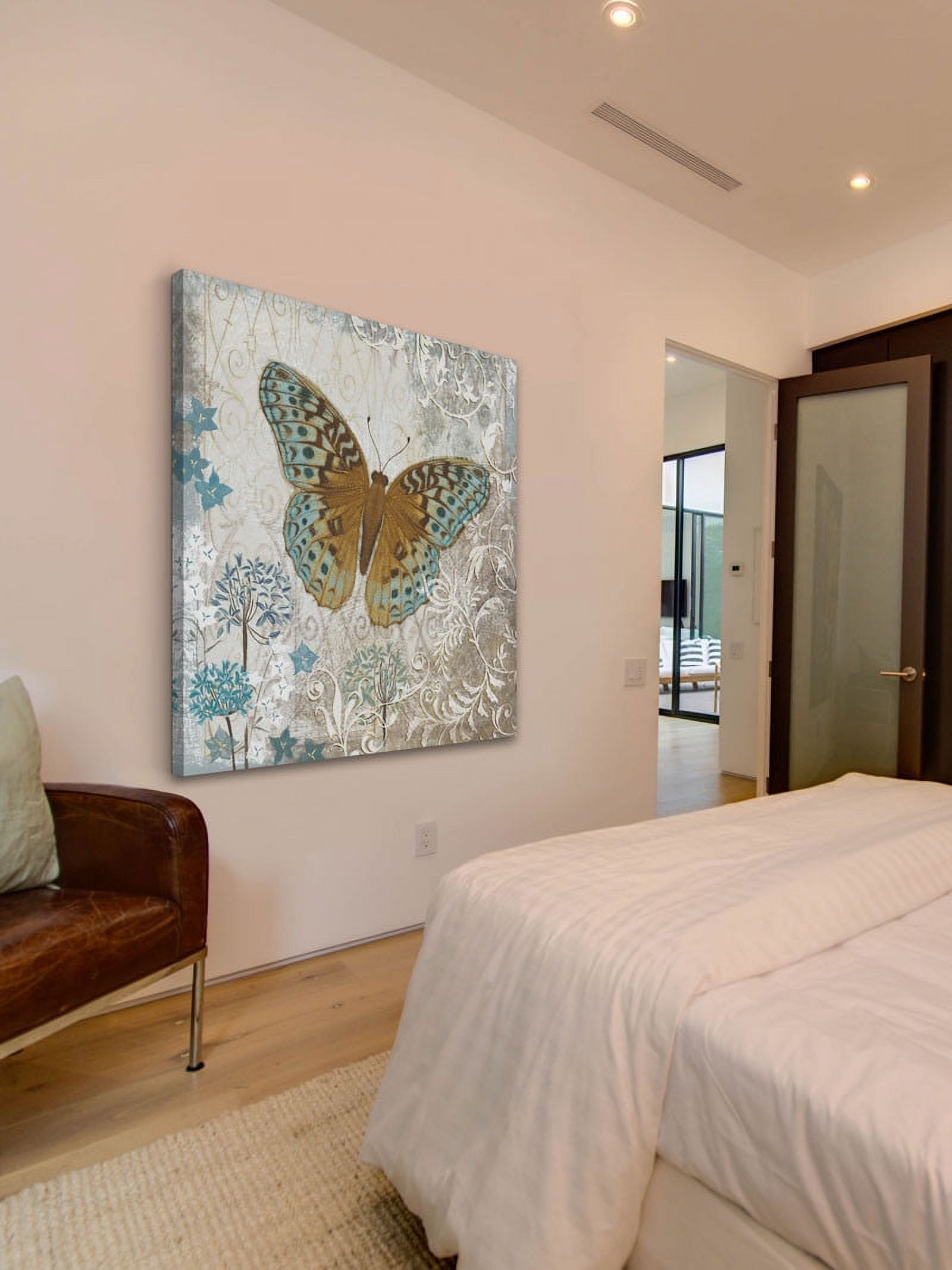 Marmont Hill 'Blue Linen Butterfly' by Alan Hopfensperger Painting Print on Wrapped Canvas
