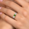 thumbnail image 4 of Gem Stone King 925 Silver and 10K Yellow Gold Green Chrome Diopside and White Topaz Engagement Ring for Women | 1.70 Cttw | Round 5MM | Gemstone Birthstone | Size 7, 4 of 6