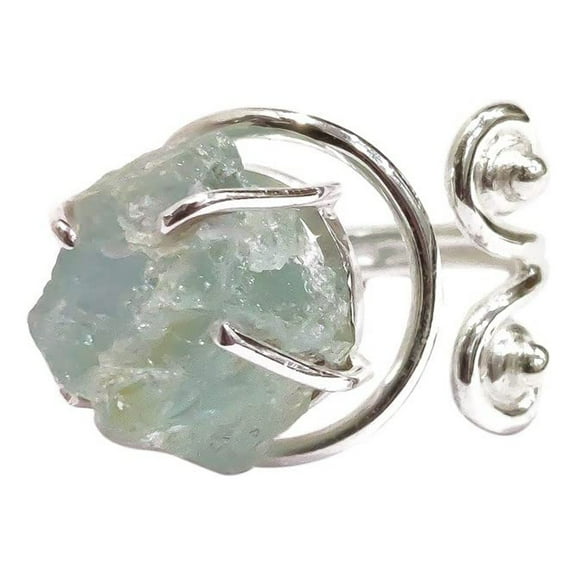 Natural Aquamarine Ring, Rough Aquamarine Gemstone Ring, March Birthstone, Designer, 925 Sterling Silver, Womens Ring, Christmas, Adjustable Ring, Handmade, Statement Jewelry, Raw Gemstone Jewelry