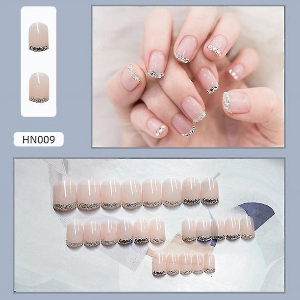 24 Uds Flash Wear párrafo largo moda manicura parche uñas postizas ahorra tiempo uñas usables