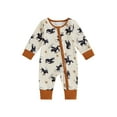 thumbnail image 2 of Musuos Baby Boy Zipper Romper 3M 6M 12M Casual Western Cowboy Print Long Sleeve Jumpsuit for Infant Fall Outfit, 2 of 10