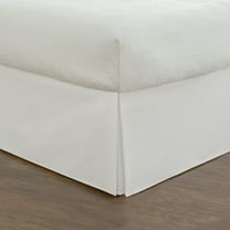 Fresh Ideas Bedding Tailored Bed Skirt, Classic 14” Drop Length, Pleated Styling, Queen, White