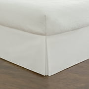Fresh Ideas Tailored Poplin Collection White Cotton Bed Skirt, Queen