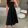 thumbnail image 1 of Staron Robes Sans Bretelles pour Femmes Fluides Ligne A Dos Nu Robe d'Été Ample Décontractée Sans Manches Épaules Dénudées Plage Vacances Robe Midi, 1 of 7