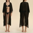 thumbnail image 2 of MGDXOX Sheer Tassels Dress Gown for Women Bell Sleeve Kimono Robe See Through Swimsuit Coverup Lingerie Sleepwear Black Free Size, 2 of 8