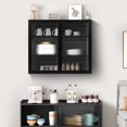 thumbnail image 2 of Glavbiku Modern 2 Glass Doors Metal Wall Cabinet with 3 Tier Storage for Living Room,Black,27.56"L, 2 of 12