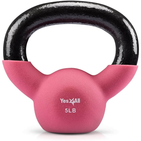 Yes4All 5lb Premium Coated Kettlebell, Fruit Dove, Single
