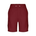 thumbnail image 6 of BXINGOHAI Men's Cargo Shorts with Multi-Pockets Elastic Waist Linen Cotton 2025 Summer Casual Red,S, 6 of 6