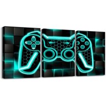 Hieng Gamer Canvas Wall Art for Living Room Red and Black Picture Wall Decor Gaming Ombre Office Wall Decorations Artwork Posters Geometry Square Wall Painting（Only canvas）