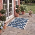 thumbnail image 4 of SAFAVIEH Courtyard Allison Geometric Bordered Indoor/Outdoor Area Rug, 4' x 5'7", Blue/Beige, 4 of 12