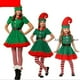thumbnail image 1 of Disfraces de elfo de Navidad para mujer y niña, Vestido de manga larga y cinturón, sombrero, zapatos, medias a rayas, fiesta de rol, Cosplay, envío directo, 1 of 4