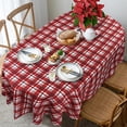 thumbnail image 6 of Christmas Oval Tablecloth for Table Smaller Than 48 x 66 inches, Waterproof Fabric Red and Green Plaid Table Cloths for Christmas(54 x 72 Inch), 6 of 6