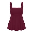 thumbnail image 6 of Hxshgdsn Plus Size Tank Tops for Womens Sleeveless Square Neck Ruched Front Peplum Top Loose Fit（Wine/5XL）, 6 of 7