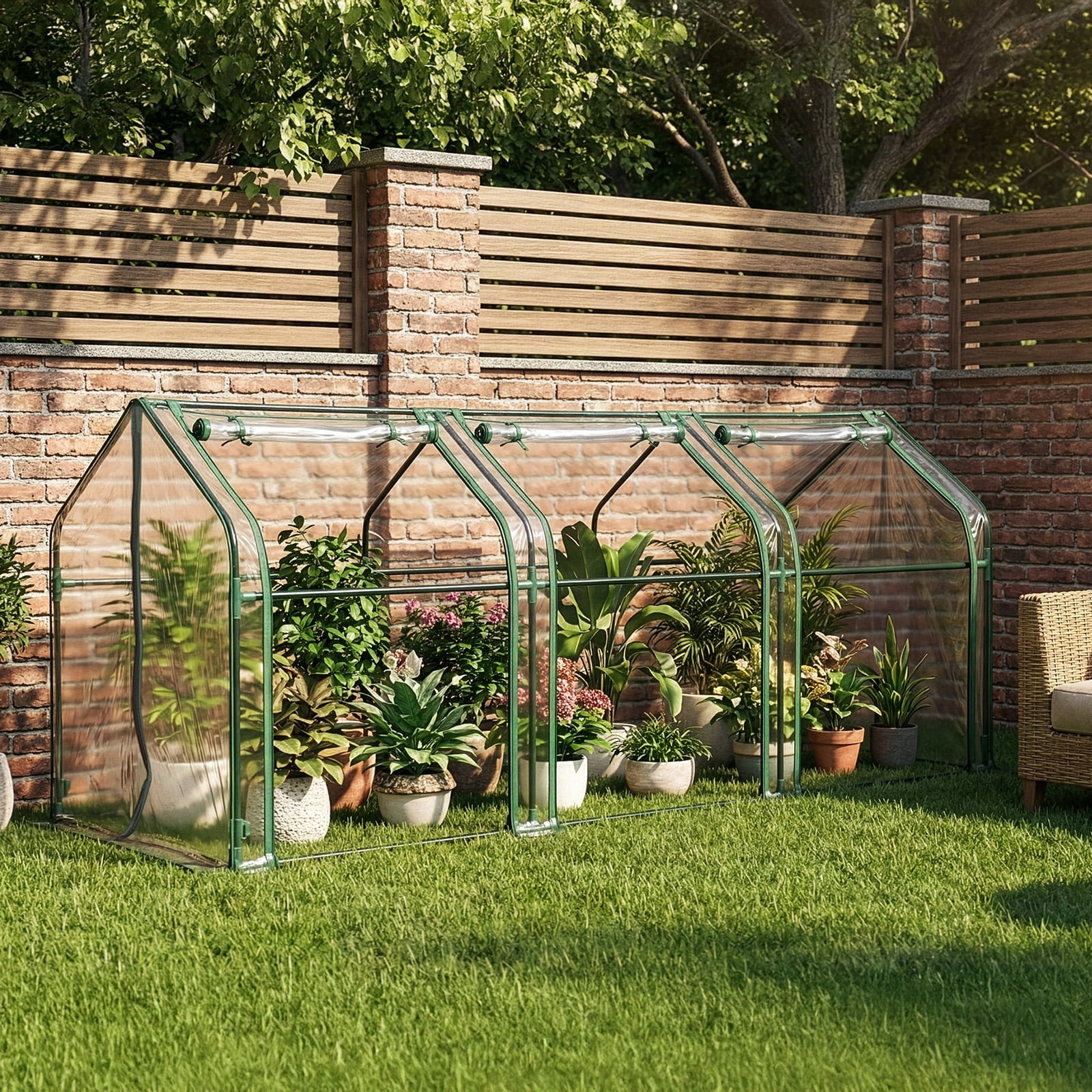 Mini Greenhouse with PVC Cover, Indoor Outdoor Plant Gardening Green House for Garden Backyard, 106*36*36in, White