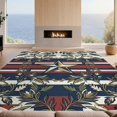 thumbnail image 2 of Design&I 6'x9' Washable Area Rug Oversized Skid-Resistant Patriotic Striped Border Wreath Stripe Round Botanical Leaves Playful Expressive for Living Room, Family Indoor, 2 of 7