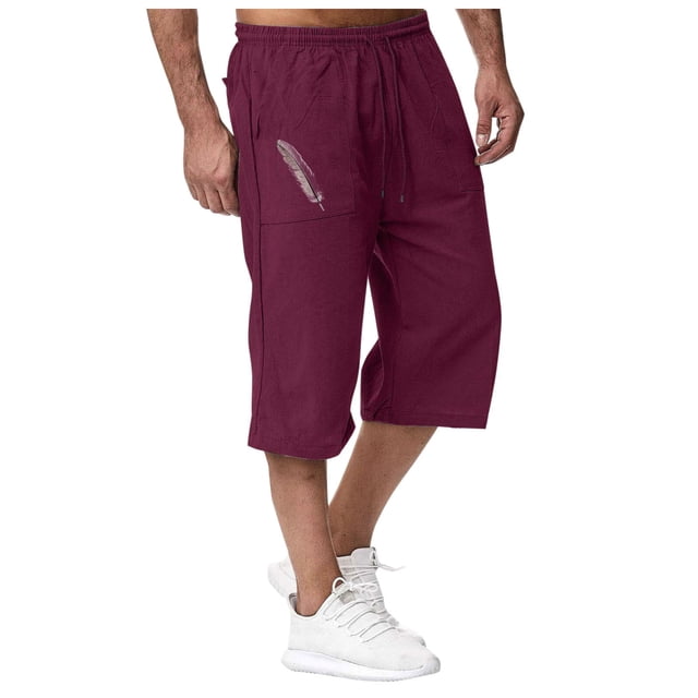 WEAIXIMIUNG Mens Tall Pj Pants Jogging In Spring and Summer Relaxing and Relaxing Beach Vacation Nine Point Sweatpants