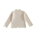 thumbnail image 2 of Swuxness Toddler Long Sleeve Pollower, Toddler Fall Tops, Kids Solid Color Crew Neck Base Layer Sports Top Beige, 3-4 Years, 2 of 4