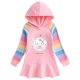 thumbnail image 3 of Hello Kitty-vestido de algodón con dibujos de arcoíris para niñas, suéter con capucha de manga larga, falda de princesa, ropa para niños, primavera y otoño, 3 of 5
