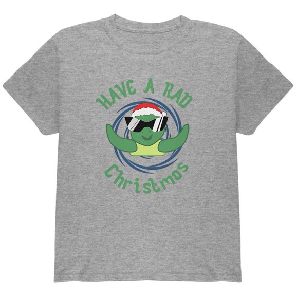 Christmas Sea Turtle Have a Rad Christmas Youth T Shirt Heather YSM