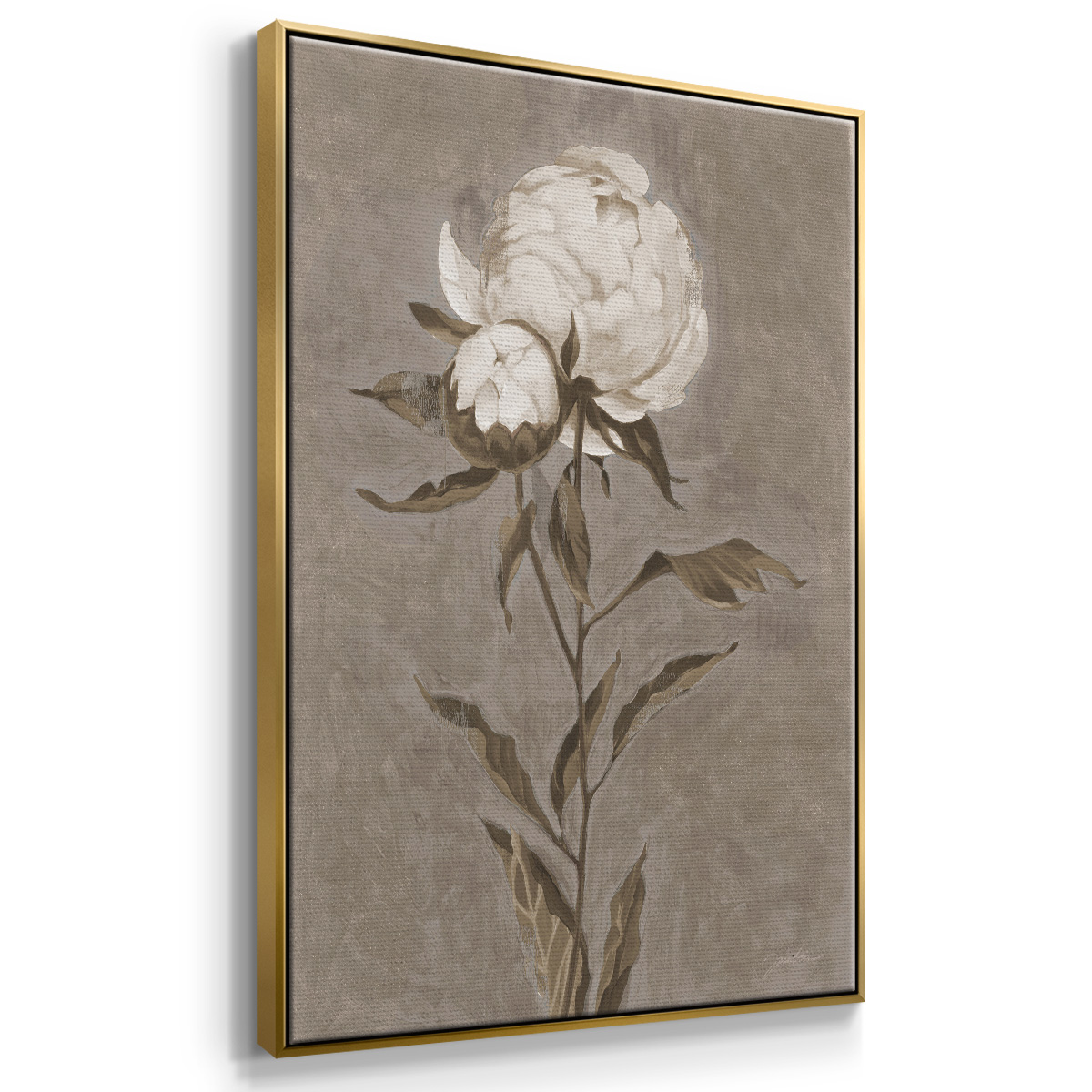 Pretty as a Peony II Framed Premium Gallery Wrapped Canvas - Ready to Hang - 27 x 41 - Gold Floating Frame