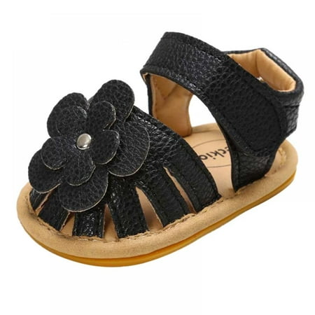 

Baby Girls Leather Sandal soft Sole Non-slip Cute Flower Flat Shoes