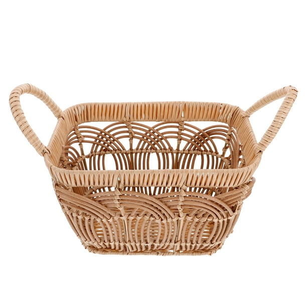 GOOHOCHY Cestas de mimbre para pan, cesta de picnic con asas, cesta tejida a mano para guardar frutas y verduras, cestas para niñas de las flores para bodas, color marrón