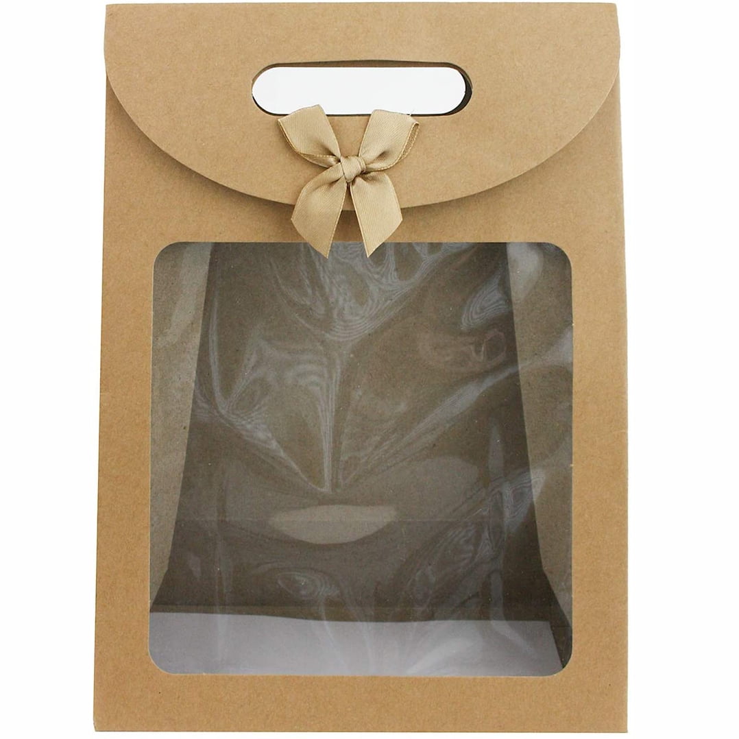 25 x Blue bow knot cellophane gift bags size 10x 7 cms 