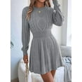 thumbnail image 2 of Women'S Fall Long Sleeve Mock Neck Sweater Dress Casual Loose Ribbed Knit Mini Short Pullover Dresses Grey L, 2 of 8