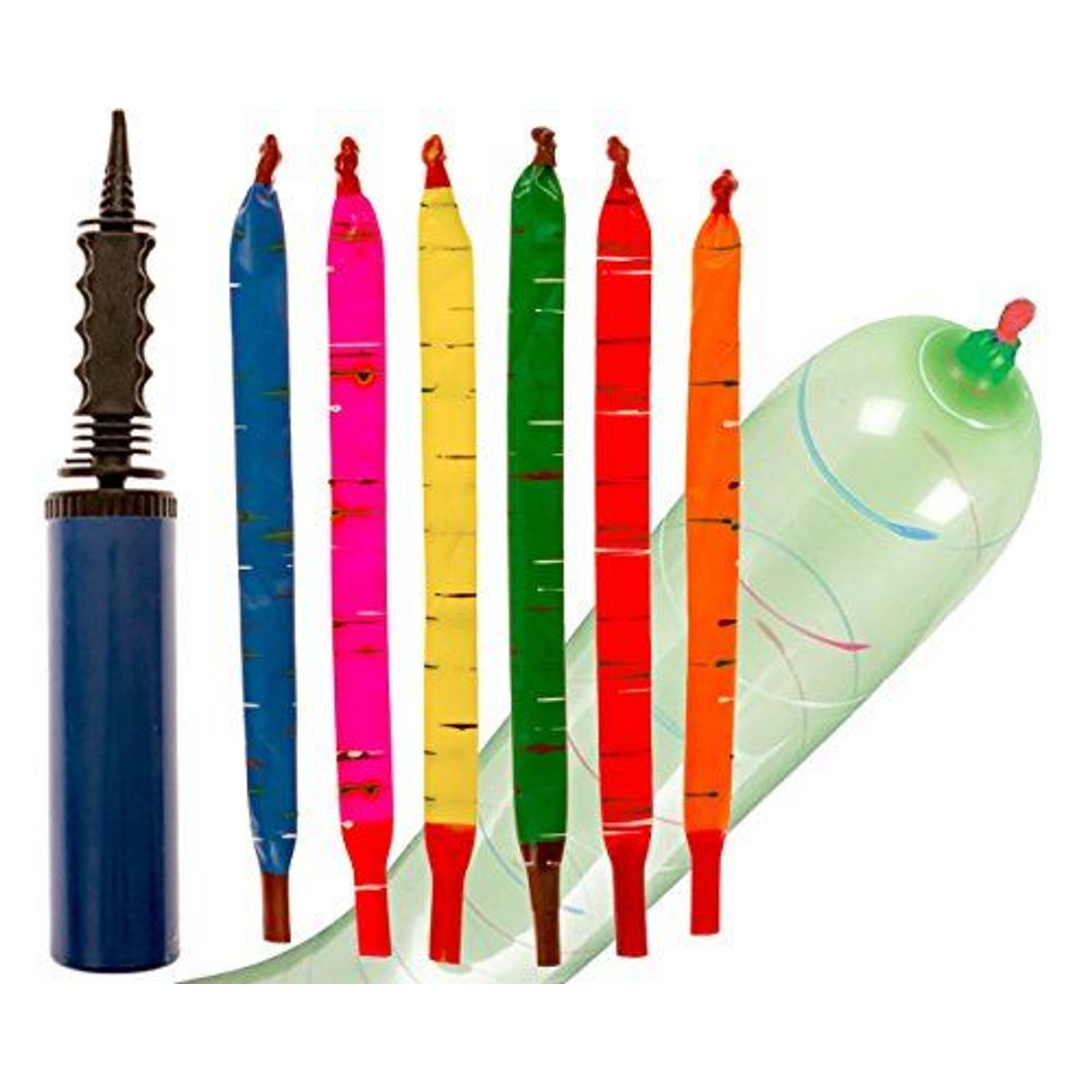 Impresa - 100-Pack of Reusable Rocket Balloons with Pump - High Quality Latex - Assorted Colors - Perfect for Parties