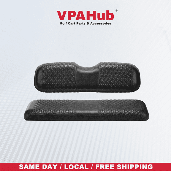 VPAHub Golf Cart Diamond Rear Seat Covers, Universal, Waterproof PU Leather Replacement, Diamond Quilted Pattern, Fits Club Car Precedent/DS/EZGO RXV/TXT/Yamaha Drive1/2 Rear Seat (Black)