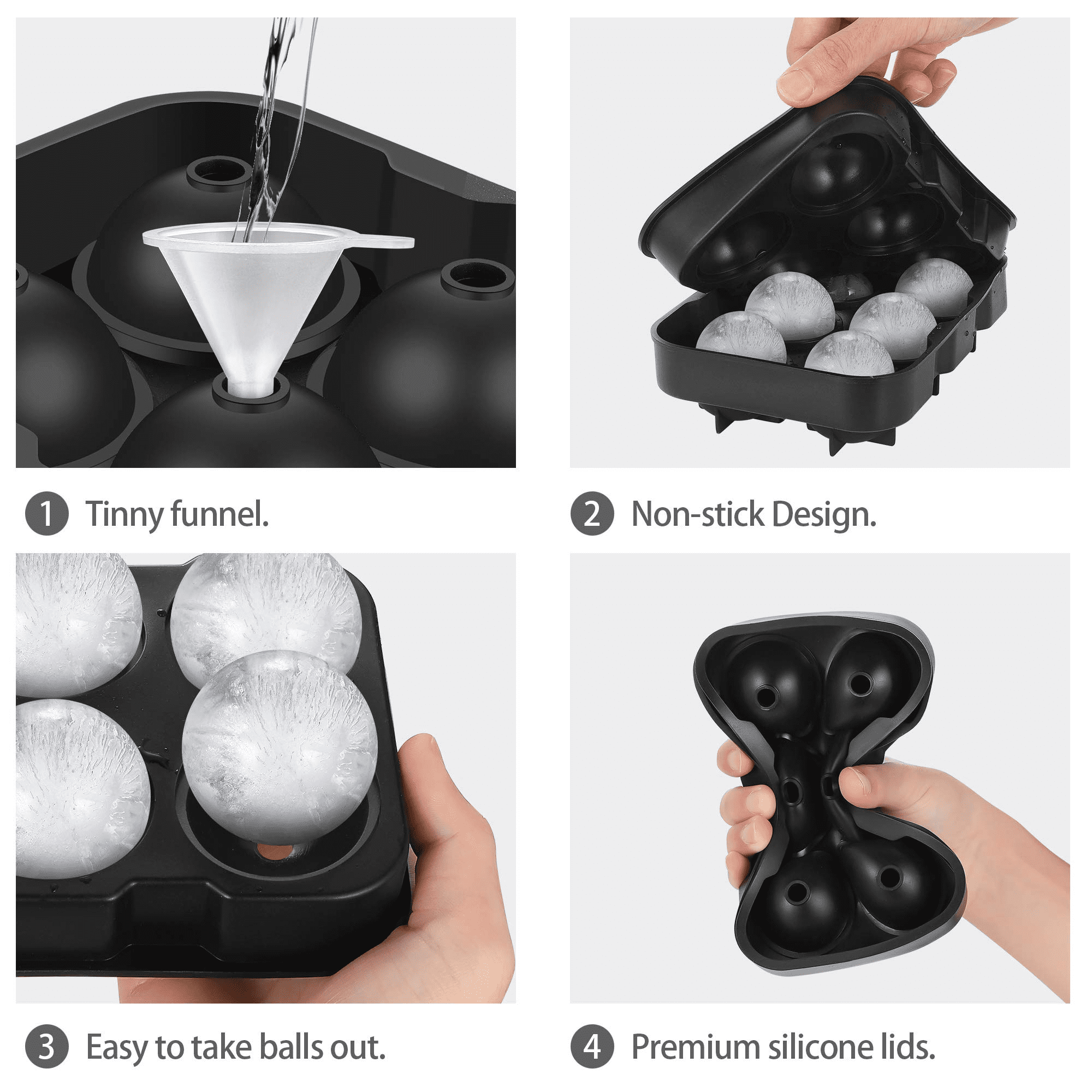 Deago Ice Cube Trays, Diamond Shaped Fun Ice Cube Moulds Silicone Flexible Ice Maker for Chilling Whiskey Cocktails (1 Set Black)