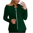 thumbnail image 3 of BiZtdJrK Womens Plus Size Slim Fit Blazer Casual Zip Front Collarless Jacket Solid Bussiness Work Office Blazers 2025 Fall Suit Going Out Clothes Lightening Sales Green S, 3 of 5