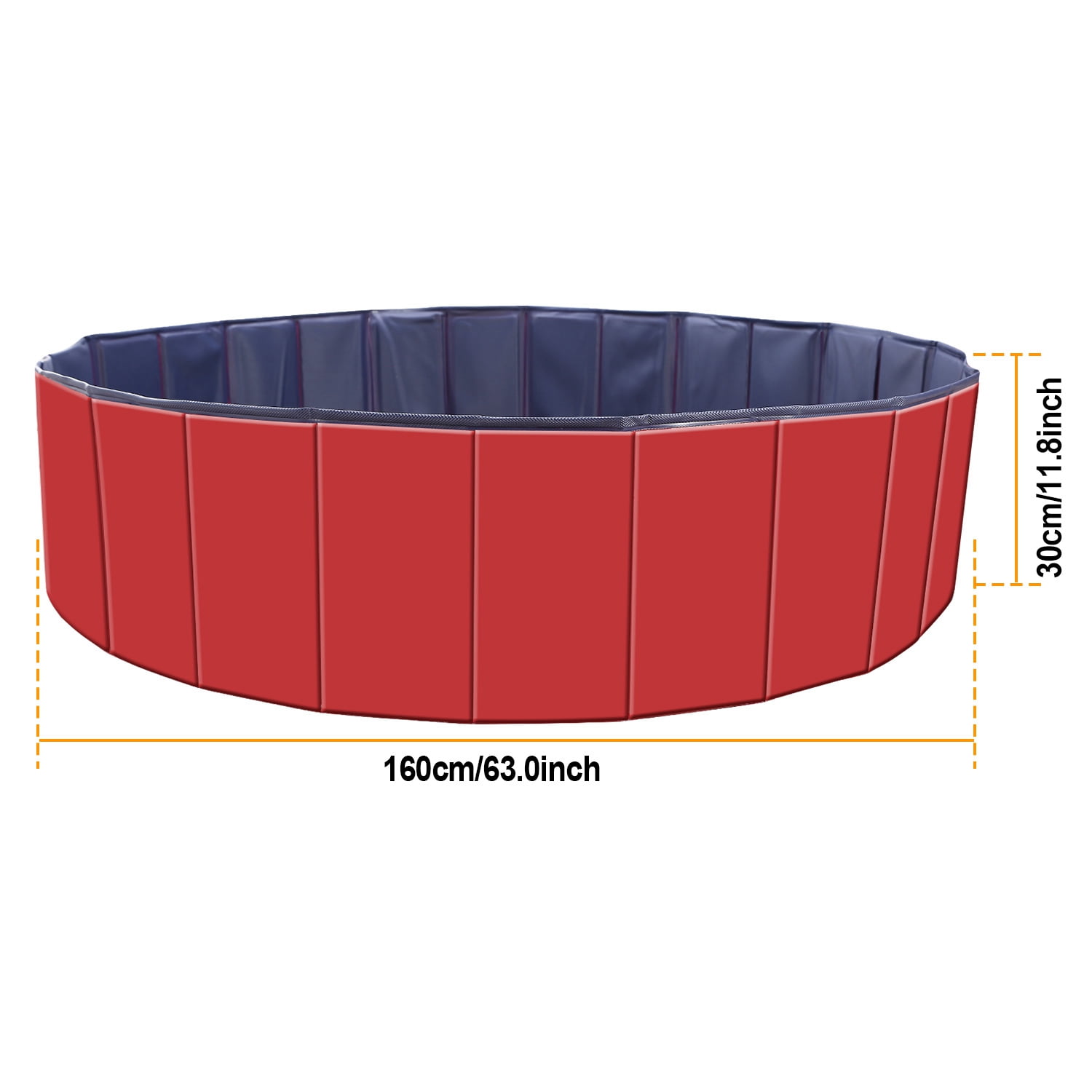 Moclever Foldable Dog Swimming Pool, 63in Kids Swimming Pool Outdoor Bathing Tub for Baby Pet, Red