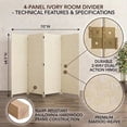 thumbnail image 2 of Legacy Decor Weave Design Fiber 4 Panel Room Divider, 68" Tall, Ivory Color, Freestanding, 2 of 5