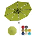 thumbnail image 1 of 10FT Solar Patio Umbrella with 32 LED Lights – UV Protection, 8 Sturdy Ribs – Crank Lift, Push Button Tilt – Outdoor Market Table Umbrella for Patio, Garden, Pool, 1 of 7