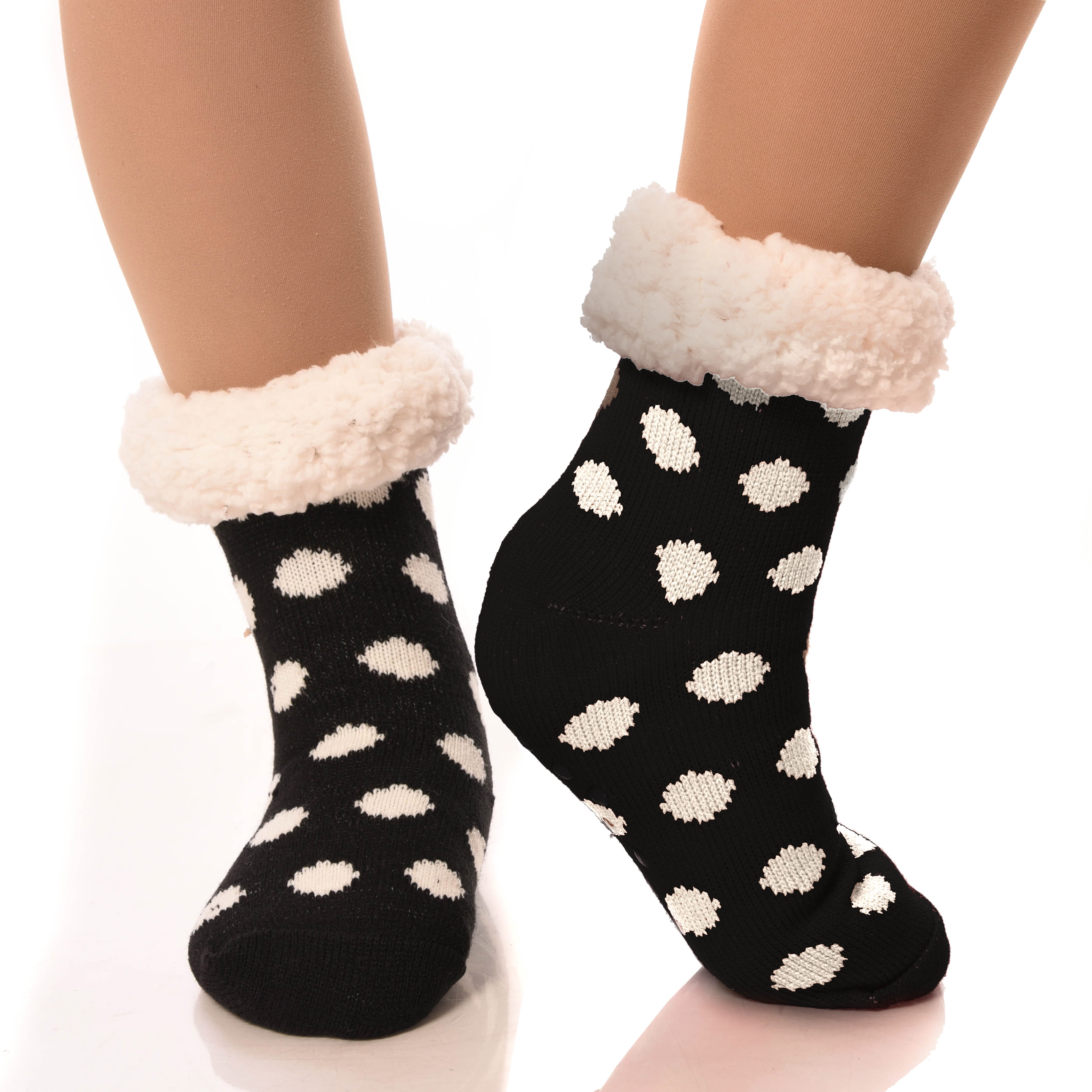 Debra Weitzner Womens Thermal Sherpa Socks Fleece Lined Fuzzy Gripper
