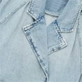 thumbnail image 3 of WCMZJ Women's Cropped Denim Jacket Casual Loose Long Sleeve Jean Jacket Denim Trench Coat with Belt Light Blue L, 3 of 6