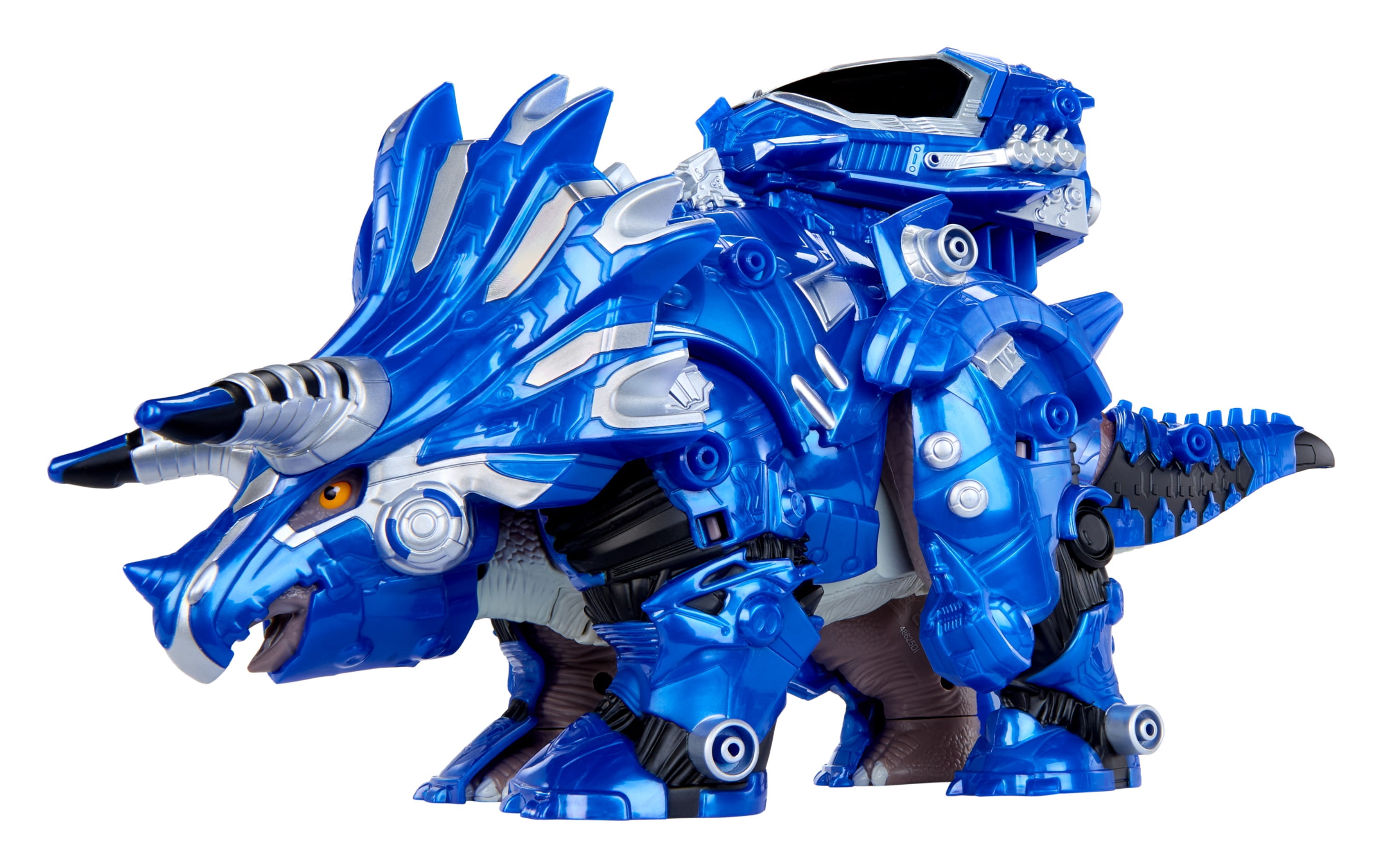 Armorsaurs Armor-Up Triceratops Dinosaur Cobalt Toy Figure with 7 Removable Armor Pieces, Tail-Triggered Chomp, Pilot Pod Compatible, Kids, Boys, Girls, Ages 6+