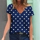 thumbnail image 1 of Puntoco 2024, tops modernos de verano para mujer, camiseta estampada con cuello en V, top moderno y cómodo de manga corta para mujer, 1 of 5