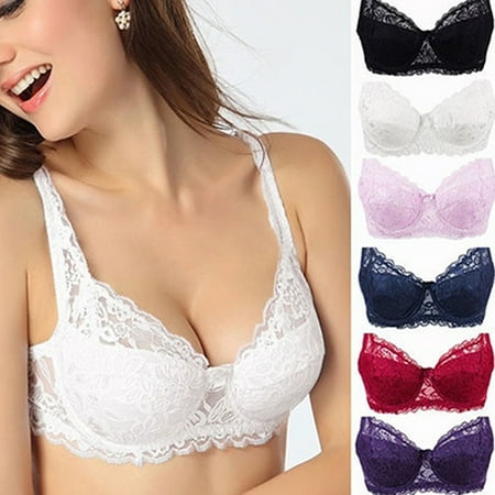 

Bueautybox Women Lace Bra Padded Bralette Wirefree Deep V Plunge Push Up Bra Comfortable Thin Mold B Cup