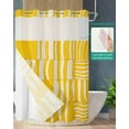 thumbnail image 2 of No Hook Shower Curtains with Snap in Liner, Yellow Geometric Waterproof Fabric Shower Curtain, Modern Abstract Minimalist Stripe Double Layers & See-Through Top Window Bathroom Curtains 60''x72'', 2 of 6