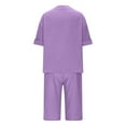 thumbnail image 3 of yievot Womens Pajama Sets Cotton Linen Short Sleeve V Neck Shirt with Shorts Set 2 Piece Loungewear Pjs Sleepwear for Women, 3 of 7