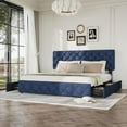 thumbnail image 3 of Eastvita King Size Bed Frame with 4 Storage Drawers & Adjustable Headboard, Blue, 3 of 8