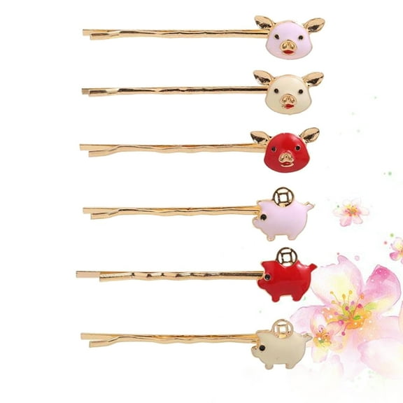 OUNONA 6PCS Assorted Color Decorative Animals Bobby Pins Alloy Hair Accessories for Parties and Daily Wear