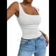 thumbnail image 2 of Camiseta Básica de Verano Sin Mangas con Cuello Cuadrado y Fruncido para Mujer. S, 2 of 9