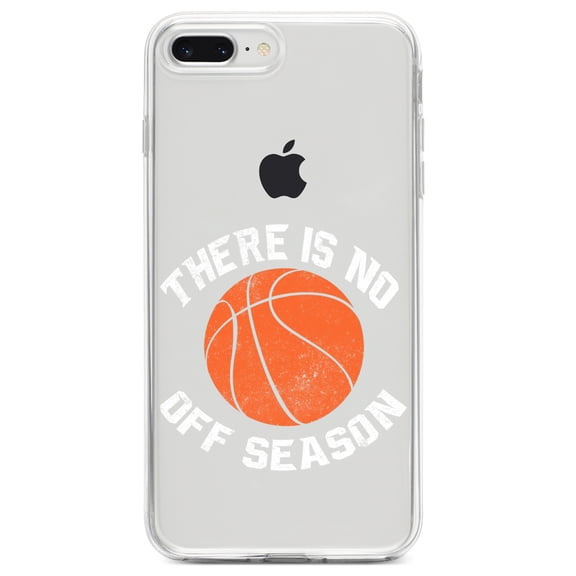 DistinctInk Clear Shockproof Hybrid Case for iPhone 7 PLUS / 8 PLUS (5.5" Screen) TPU Bumper Acrylic Back Tempered Glass Screen Protector - Basketball There is No Off Season