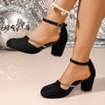 thumbnail image 5 of GERsome Womens Chunky Block Heels Closed Round Toe Ankle Strap Dress Pumps Shoes for Office Party Wedding Black Size 6, 5 of 8