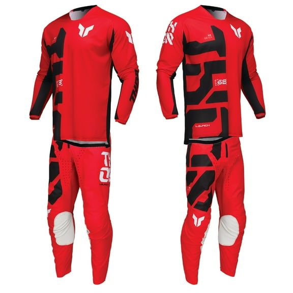 Thor 2025 Adult Mens LAUNCHMODE Forge Offroad Motocross Jersey Pant Combo (Red, Small / 28)