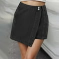 thumbnail image 2 of vigerkar Women High Waisted Wrap Denim Casual Y2k Denim Cargo Jeasn Skort Cross Over Waist Asymmetrical Mini Skirts Grey, 5XL, 2 of 9