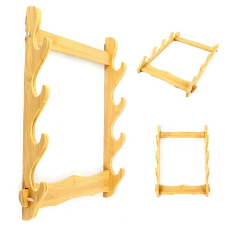 4 Guns Wall Mount Wooden Gun Rack Natural Wood Finish Gun Storage Shelf Holder